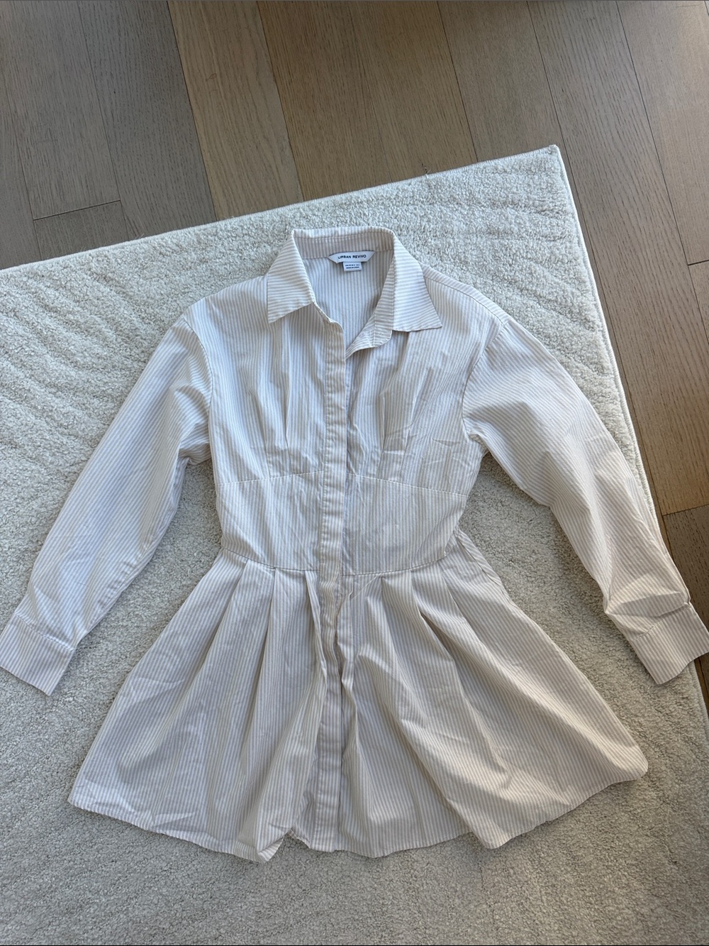 Madewell Cream Pinstripe Long Sleeve Shirtdress